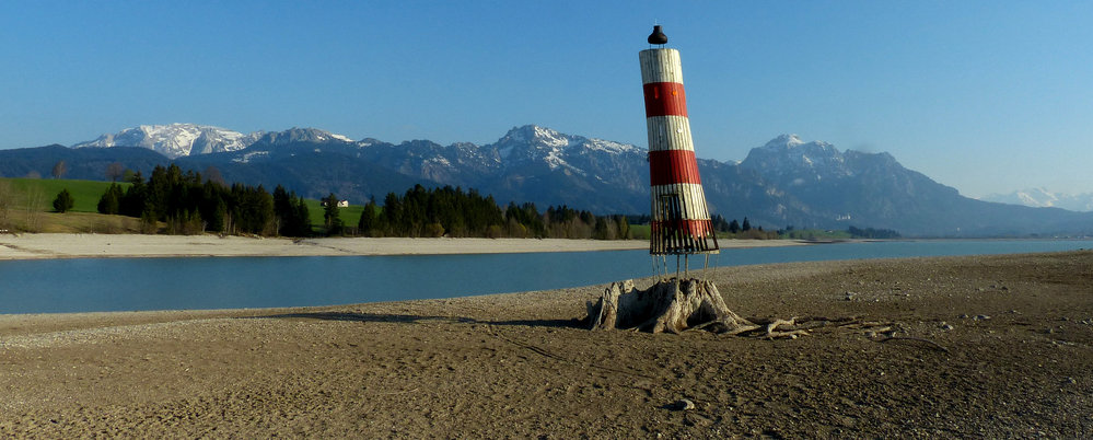 Leuchtturm Lechsand im Forggensee