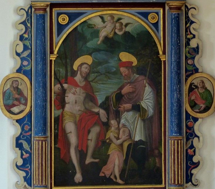 Hll Sebastian und Rochus Bild Hüttkapelle 1515 Pflach Tirol